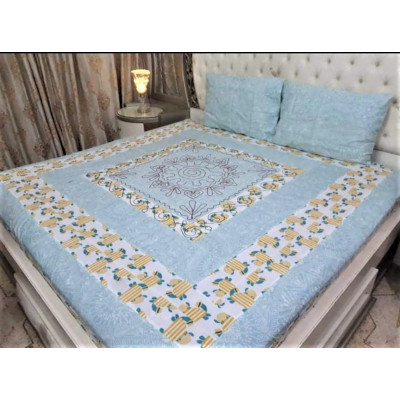 Beautiful Embroidered printed Cotton Bedsheet set