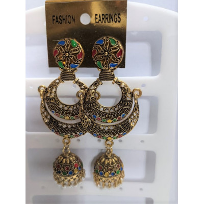 Long Minakari Oxidized Jhumkas