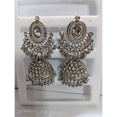 Long Oxidized Jhumkas