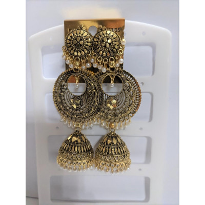 Long  Oxidized Jhumkas