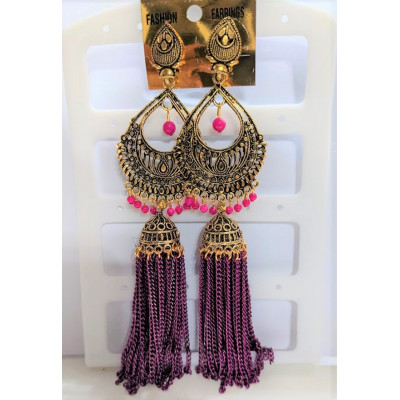 Long Oxidized Jhumkas