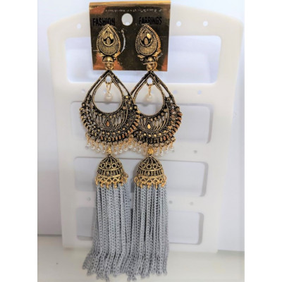 Long Oxidized Jhumkas