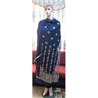 Four Piece Net Georgette Semi-Stiched Salwar Kameez
