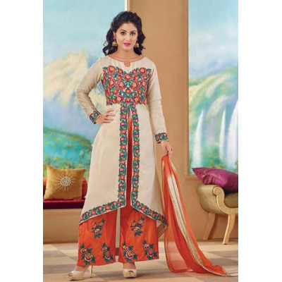 Multicoloured embroidered Kameez