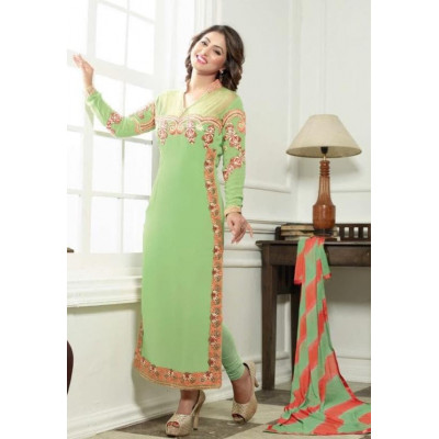 Lightgreen coloured embroidered Kameez