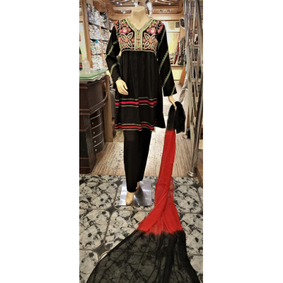 Balochi style embroidered 3pc Salwar Kameez set