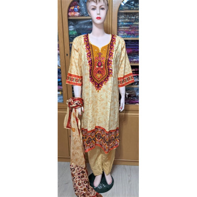 100% Cotton 3pc Salwar Kameez set / Ready to wear