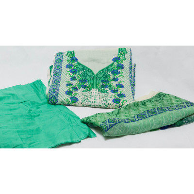 Pakistani Loan Embroidered unstiched three piece Dress Material