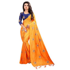 Orange Paper Silk Embroidered Saree