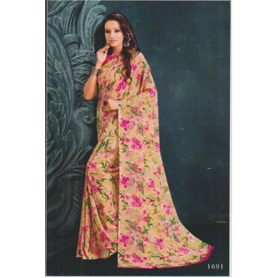 Multicolored Printed Soft Silk Blend Saree