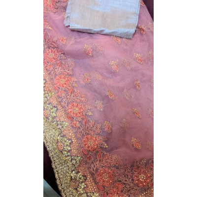 Exclusive beautiful Full body Embroidered soft Net Saree